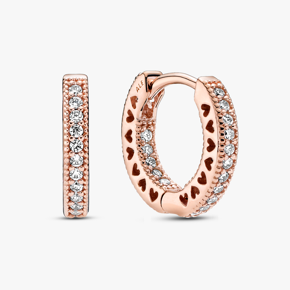 Pandora Rose Pave Heart Hoop Earrings w CZ 286317C01 (High Resolution)