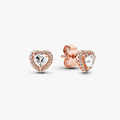 Pandora Rose Elevated Hearts Stud Earrings w Clear CZ 288427C01 (High Resolution)