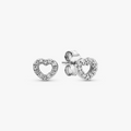 Silver Stud Earrings, CZ Hearts 290528CZ (High Resolution)