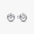 Sterling silver stud earrings with clear 291248C01 (High Resolution)