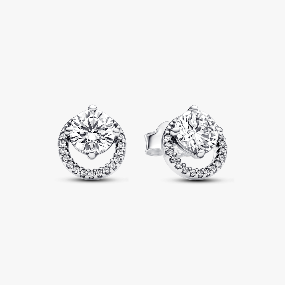 Sterling silver stud earrings with clear 291248C01 (High Resolution)