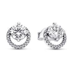 Sterling silver stud earrings with clear 291248C01