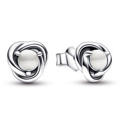 Sterling silver stud earrings with white bioresin man-made mother of pearl 292335C03