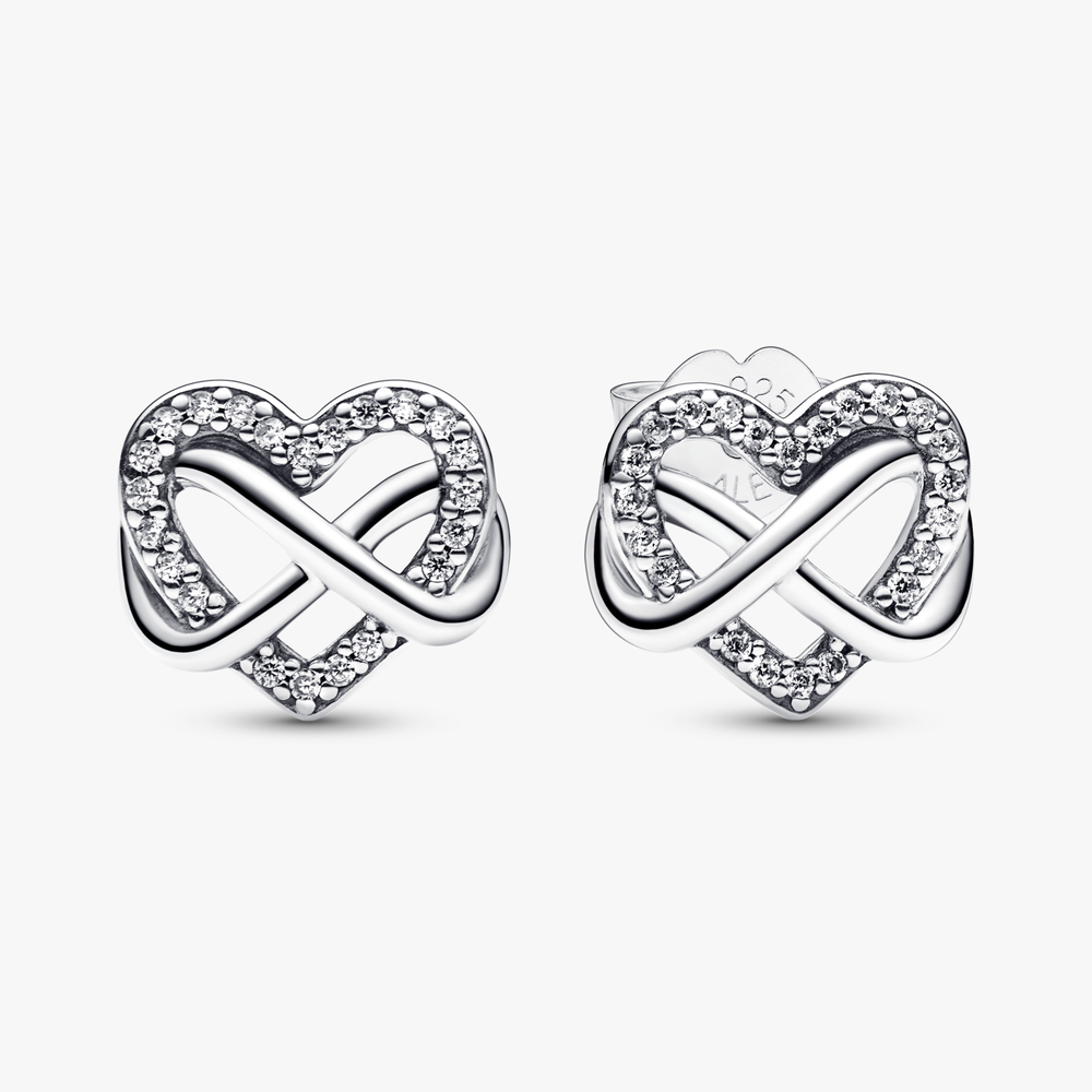 Sparkling Infinity Heart Stud Earrings| 292667C01 (High Resolution)