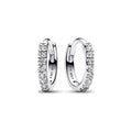 Sterling silver hoop earrings with clear cubic zirconia 293015C01 (High Resolution)