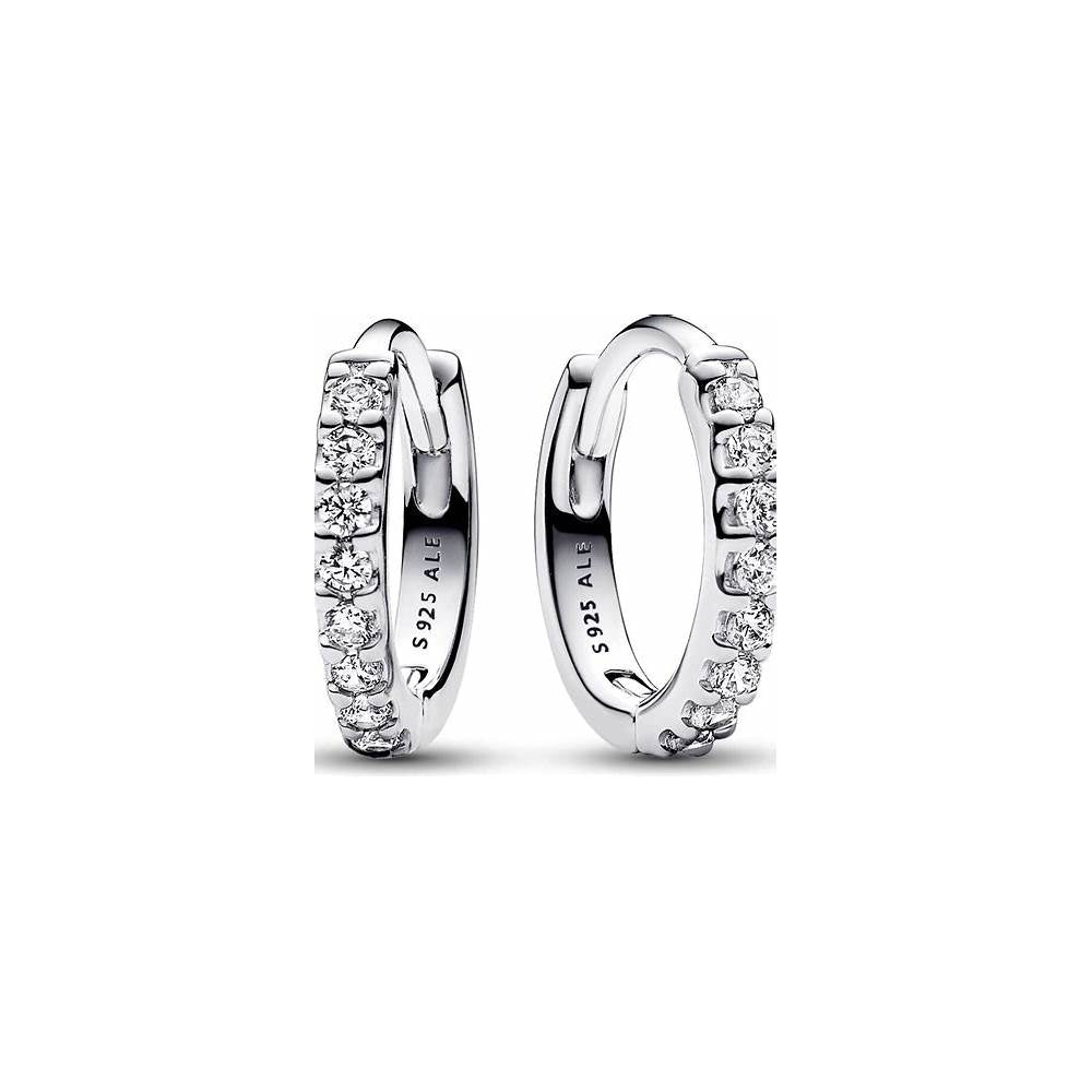 Sterling silver hoop earrings with clear cubic zirconia 293015C01 (High Resolution)