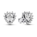 Heart sterling silver stud earrings with clear cubic zirconia 293097C01