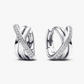 Sterling silver hoop earrings with clear 293150C01 (High Resolution)