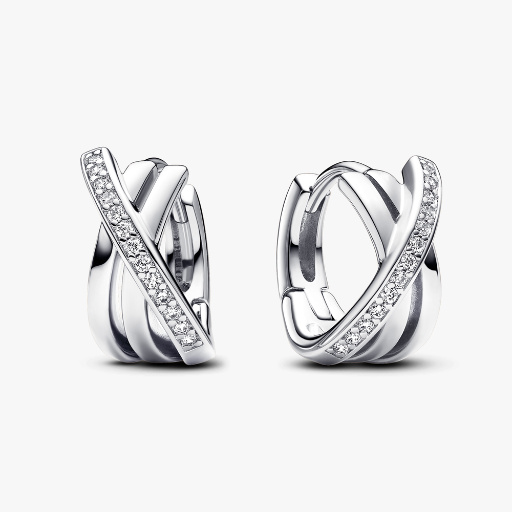 Sterling silver hoop earrings with clear 293150C01 (High Resolution)