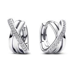 Sterling silver hoop earrings with clear 293150C01