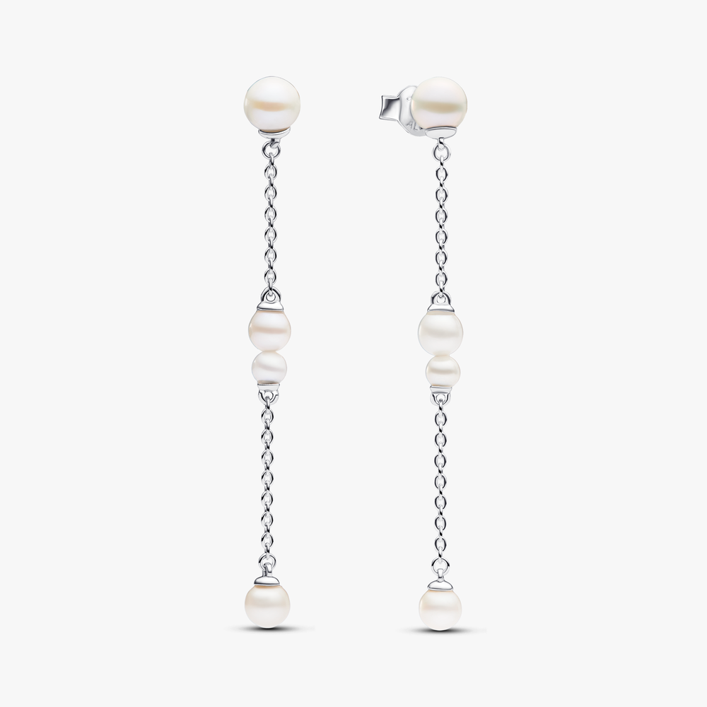 Sterling silver drop earrings with white treated freshwater cultured pearl 293152C01 (High Resolution)