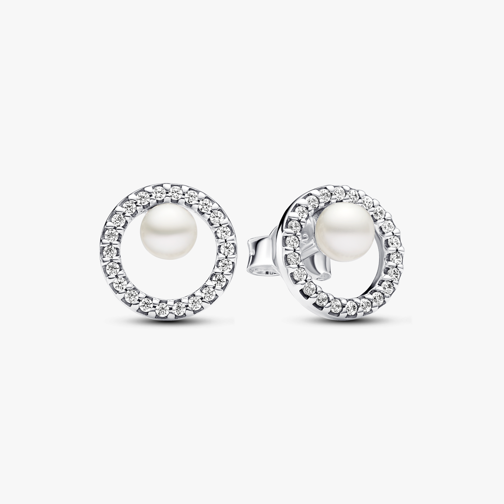 Sterling silver stud earrings with white 293154C01 (High Resolution)