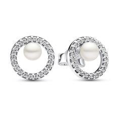Sterling silver stud earrings with white 293154C01