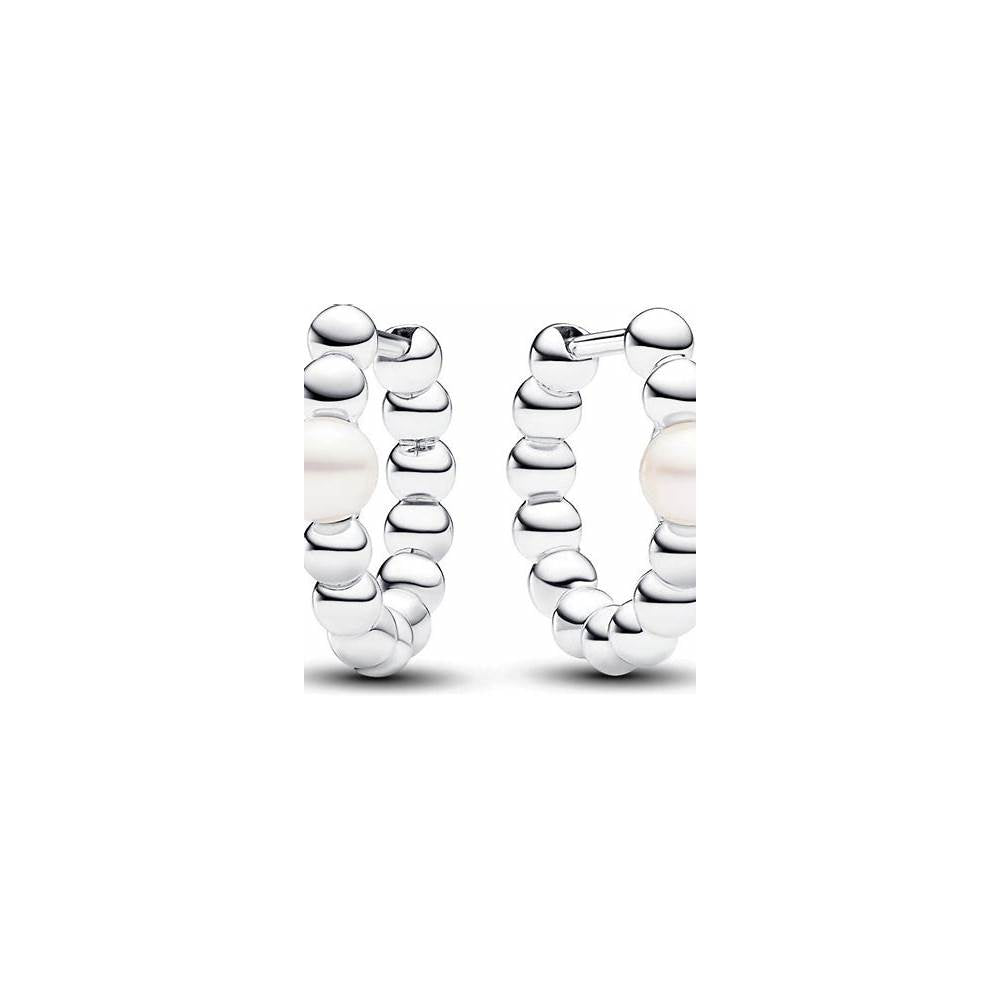 Beaded sterling silver hoop earrings wit 293178C01 (High Resolution)