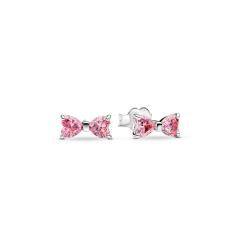 Bow sterling silver stud earrings with fancy pink cubic zirconia 293505C01