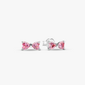Bow sterling silver stud earrings with fancy pink cubic zirconia 293505C01 (High Resolution)