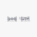 Bow sterling silver stud earrings with clear cubic zirconia 293506C01 (High Resolution)
