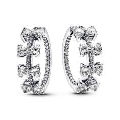 Bow sterling silver hoop earrings with c 293545C01