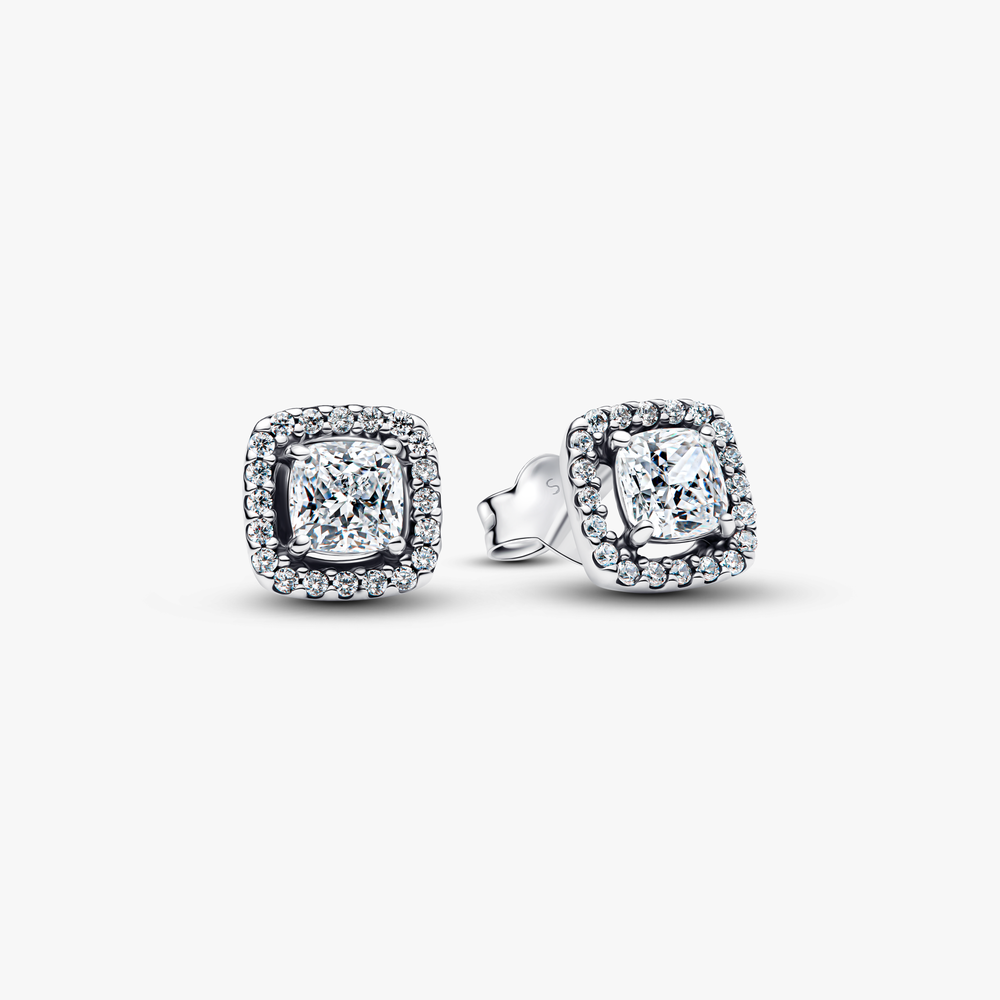 Sterling silver stud earrings with clear cubic zirconia 293551C02 (High Resolution)