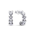 Hearts sterling silver hoop earrings with clear cubic zirconia 293657C01