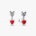 Heart arrow sterling silver stud earrings with red Murano glass and clear cubic zirconia 293668C01 (High Resolution)