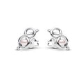 Infinity knot sterling silver stud earrings with pink lacquered artificial pearl and clear cubic zirconia 293761C01