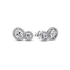 Sterling silver stud earrings with clear cubic zirconia 293774C01