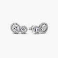 Sterling silver stud earrings with clear cubic zirconia 293774C01 (High Resolution)