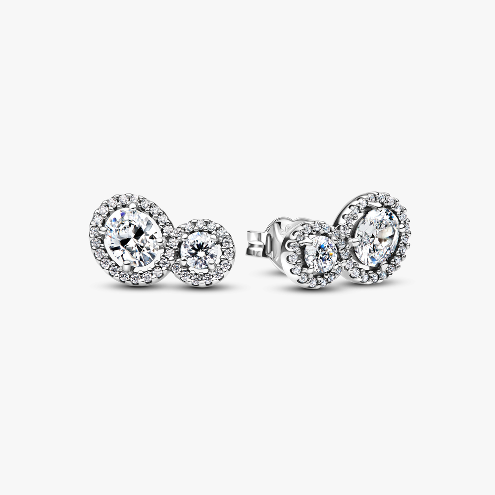 Sterling silver stud earrings with clear cubic zirconia 293774C01 (High Resolution)