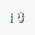 Sterling silver huggie earrings with aquamarine blue crystal 293849C01 (High Resolution)