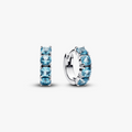 Sterling silver hoop earrings with aquamarine blue crystal 293851C01 (High Resolution)
