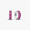 Sterling silver hoop earrings with phlox pink crystal 293851C02 (High Resolution)