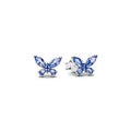 Butterfly sterling silver stud earrings with cornflower blue crystal 294230C01