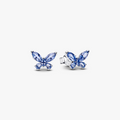 Butterfly sterling silver stud earrings with cornflower blue crystal 294230C01 (High Resolution)