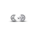 Moon sterling silver stud earrings with clear cubic zirconia 294257C01