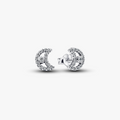 Moon sterling silver stud earrings with clear cubic zirconia 294257C01 (High Resolution)