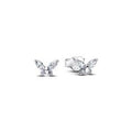 Butterfly sterling silver stud earrings with clear cubic zirconia 294263C01