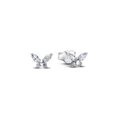Butterfly sterling silver stud earrings with clear cubic zirconia 294263C01