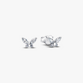 Butterfly sterling silver stud earrings with clear cubic zirconia 294263C01 (High Resolution)