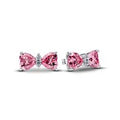 Bow sterling silver stud earrings with fancy pink and clear cubic zirconia 294265C01