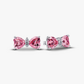 Bow sterling silver stud earrings with fancy pink and clear cubic zirconia 294265C01 (High Resolution)