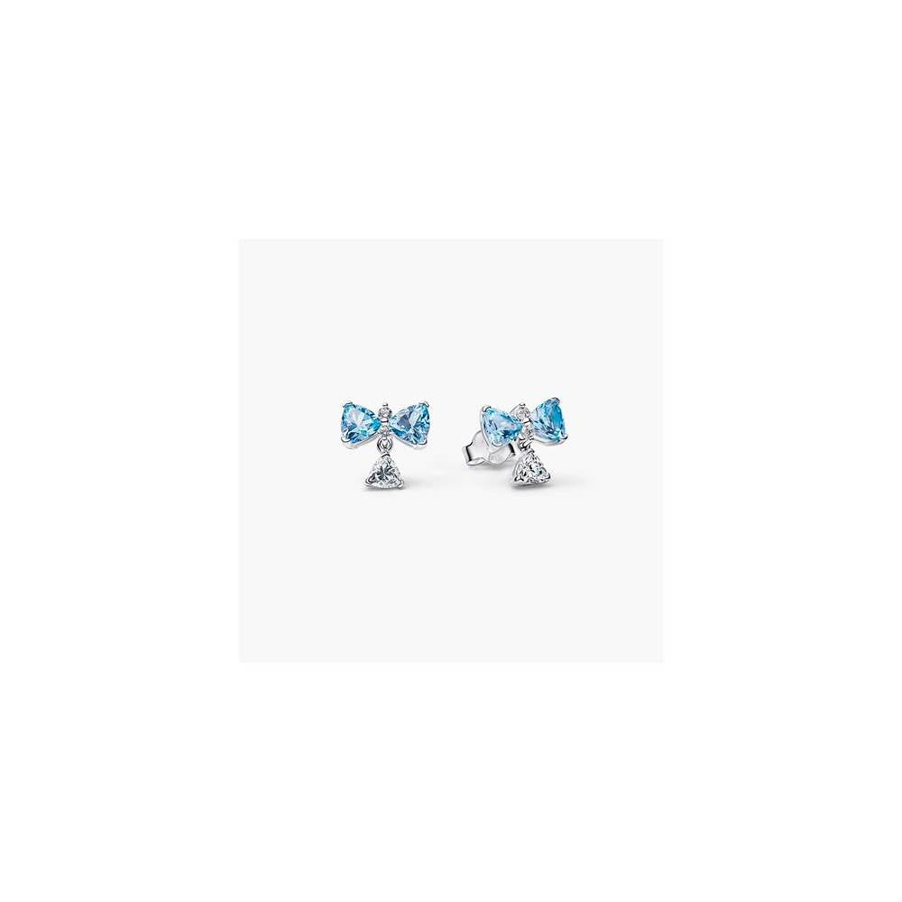 Bow sterling silver stud earrings with dream blue (High Resolution)