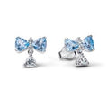 Bow sterling silver stud earrings with dream blue