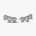 Triple heart sterling silver stud earrings with cl (High Resolution)