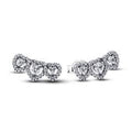 Triple heart sterling silver stud earrings with cl