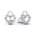 Heart padlock sterling silver stud earrings with cz