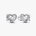 Heart and butterfly sterling silver stud earrings  294476C01 (High Resolution)