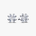 Clover sterling silver stud earrings with clear cu 294500C01 (High Resolution)