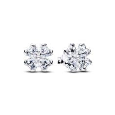 Clover sterling silver stud earrings with clear cu 294500C01