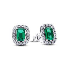Sterling silver stud earrings with royal green cry 294501C01